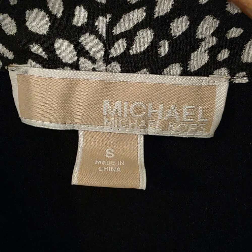 Michael Kors Black Circle Print Cowl Neck Sleeveless Top Sz‎ S Career Classic